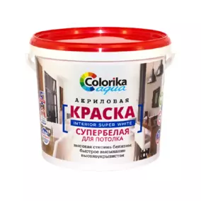 Краска ВД Colorika Aqua супербелая для потолка, 14 кг