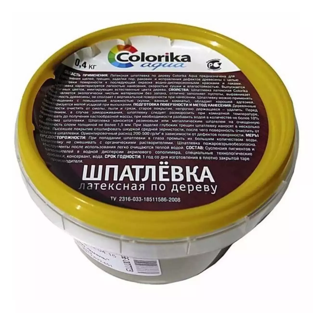 Шпатлевка по дереву Colorika Aqua латексная, белая, 0.4 кг купить в ...