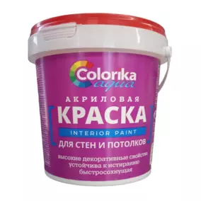 Краска ВД Colorika Aqua для стен и потолков, белая, 1 кг