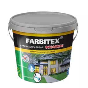 Краска ВД Farbitex фасадная, белая, 3 кг