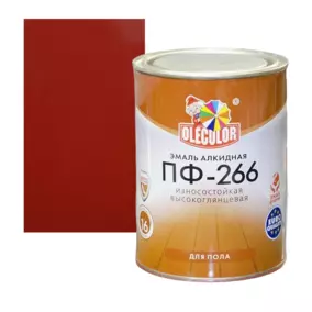 Эмаль Olecolor для пола ПФ-266, красно-коричневая, 0.8 кг