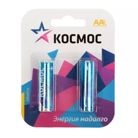 Батарейки Космос LR6 (АА) 1.5В, Alkaline (упаковка/2 штуки)