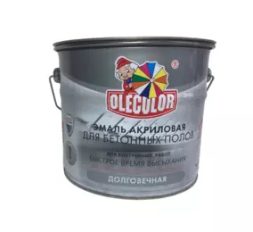 Эмаль Olecolor акриловая для бетонных полов, серая, 3.5 кг