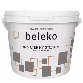 Краска ВД BelEko для стен и потолков, белая, 3 кг