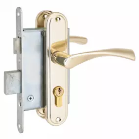 Замок врезной с ручкой Стандарт ЗВ4-7.04С 55 мм, 1 ригель, золото