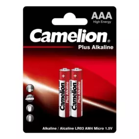 Элемент питания Camelion AAA/LR03 1.5В, Plus Alkaline, LR03-BP2 BL-2 (блистер/2 штуки) 