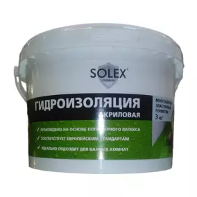 Гидроизоляция SOLEX (Солекс) акриловая, 3 кг