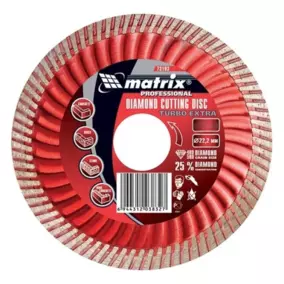 Диск алмазный Matrix Turbo Extra, 125 х 22.2 мм, отрезной, сухая резка