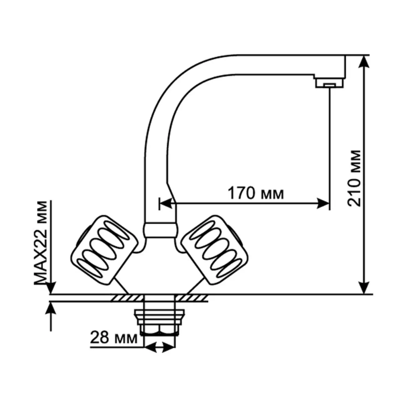 Смеситель для кухни Mixline ML02-031 высокий излив, 1/2 