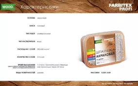 Шпатлевка по дереву Farbitex PROFI WOOD, орех, 0.25 кг