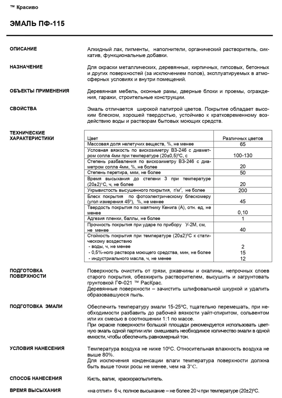 Эмаль Красиво ПФ-115 универсальная, голубая, 0.8 кг