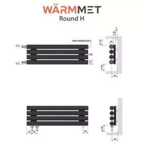 Горизонтальный радиатор WarmMet Round H 42, 500-2 секции, 92 мм, 121 Вт