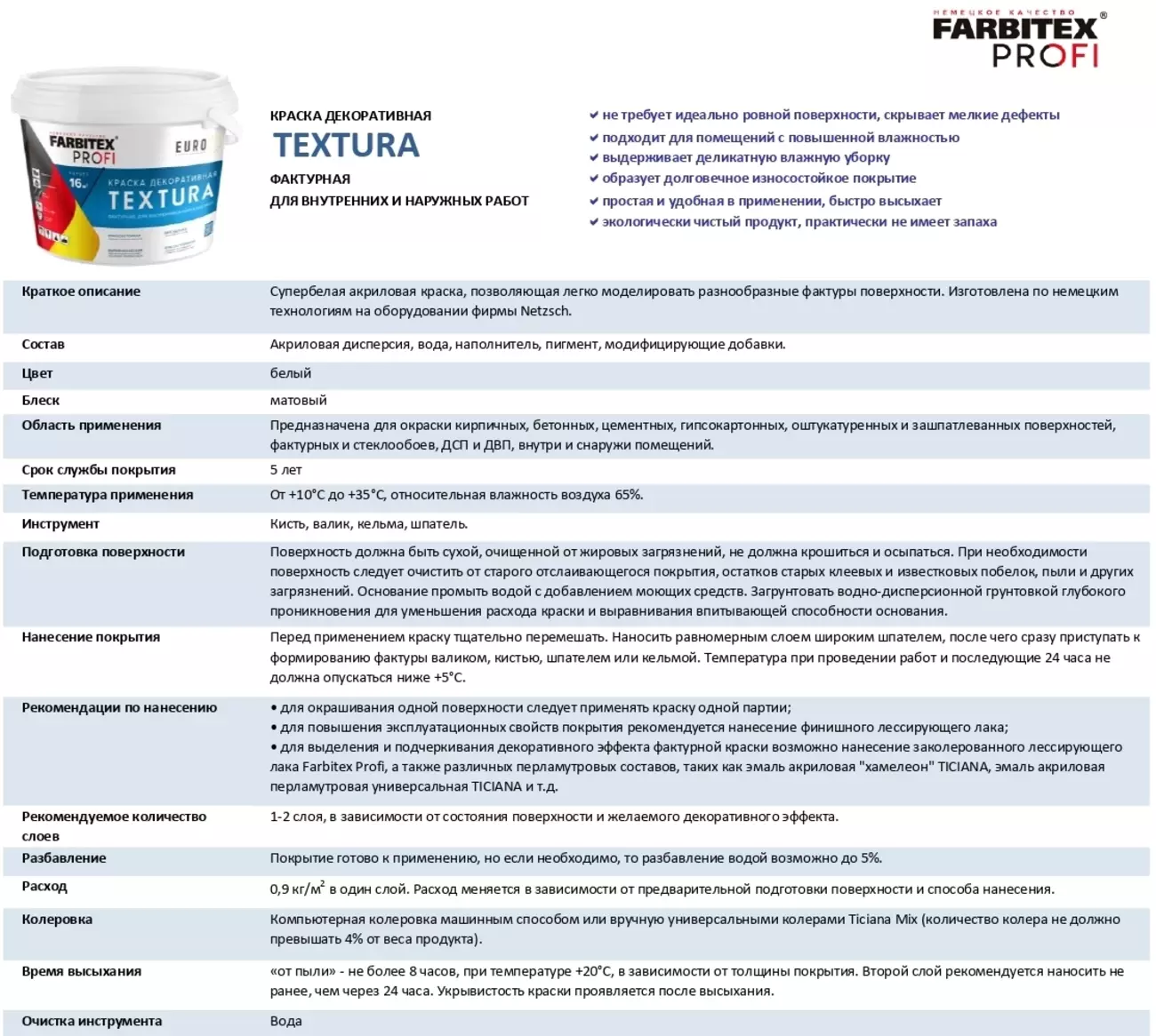 Краска FARBITEX PROFI «Textura» акриловая, фактурная, 15 кг