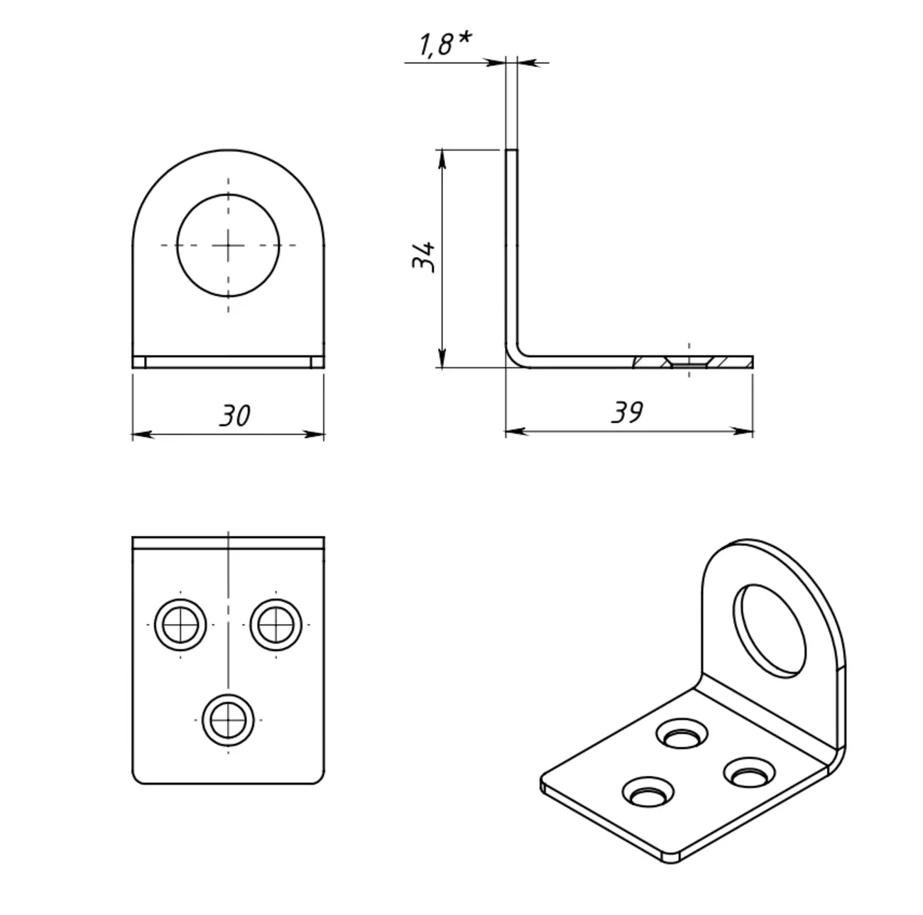 Проушина для навесных замков угловая Кунгур 30х70 мм, цинк (2 шт/уп) 