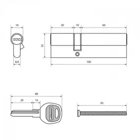 Цилиндровый механизм Аллюр DL-01 100 (30х10х60) BP для китайских мет. дверей