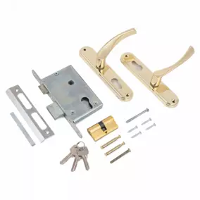 Замок врезной с ручкой Стандарт ЗВ4-7.04С 55 мм, 1 ригель, золото