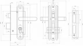 Замок врезной с ручкой Стандарт ЗВ4-7.04С 55 мм, 1 ригель, золото
