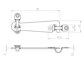 Крючок дверной Кунгур КД-75, цинк, б/ш, универсальный