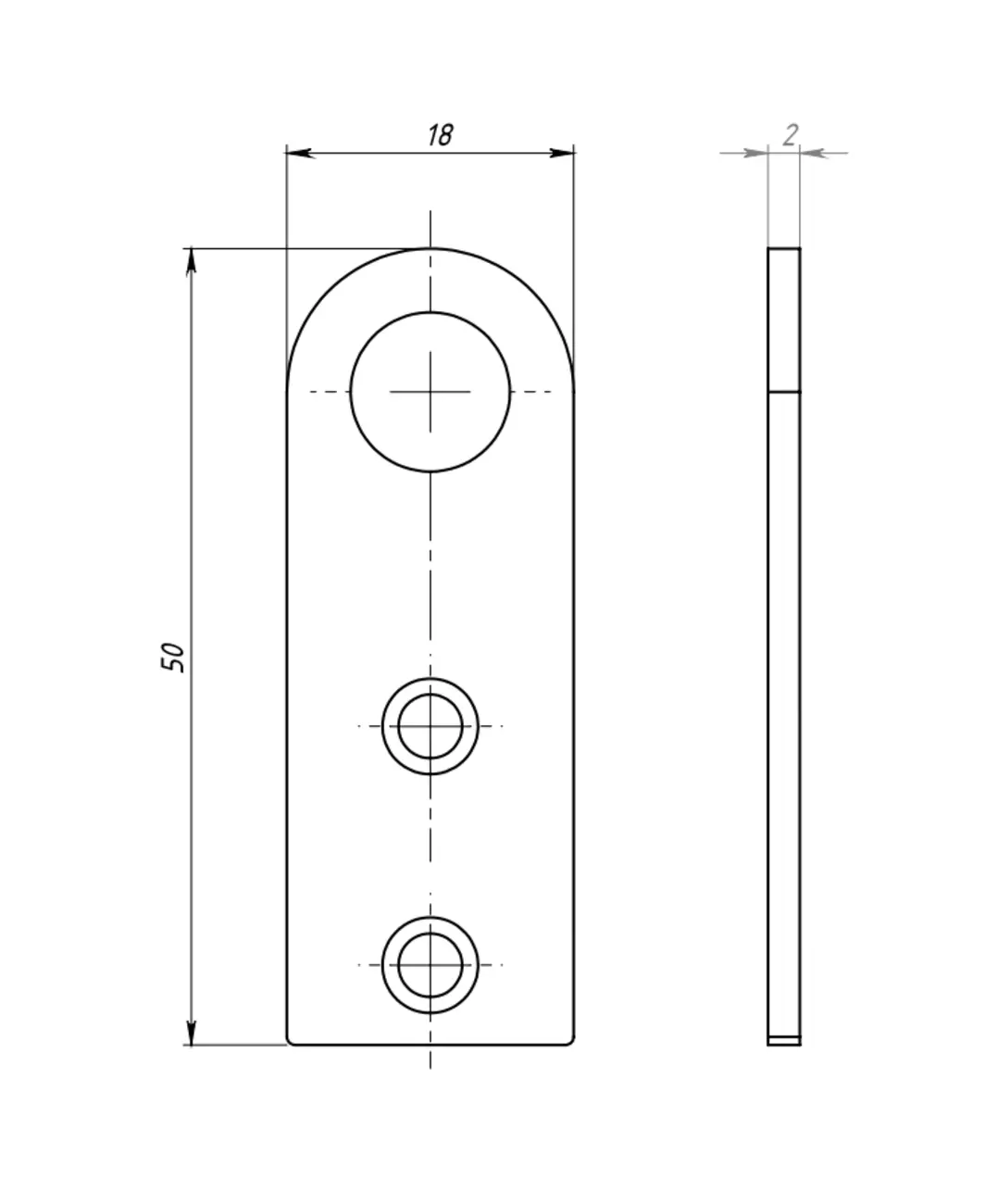 Проушина для навесных замков прямая Кунгур 18х50 мм, цинк (2 шт/уп) 