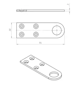 Проушина для навесных замков Кунгур 30х94 мм, цинк (2 шт/уп) 