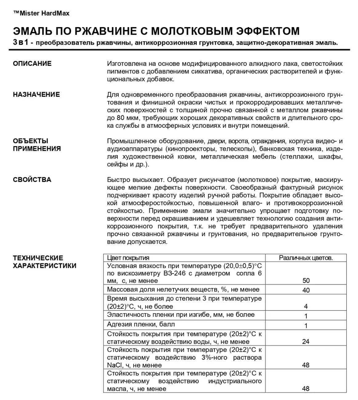 Грунт - эмаль по ржавчине Mister Hardmax с молотковым эффектом, сине-голубая, 0.8 кг